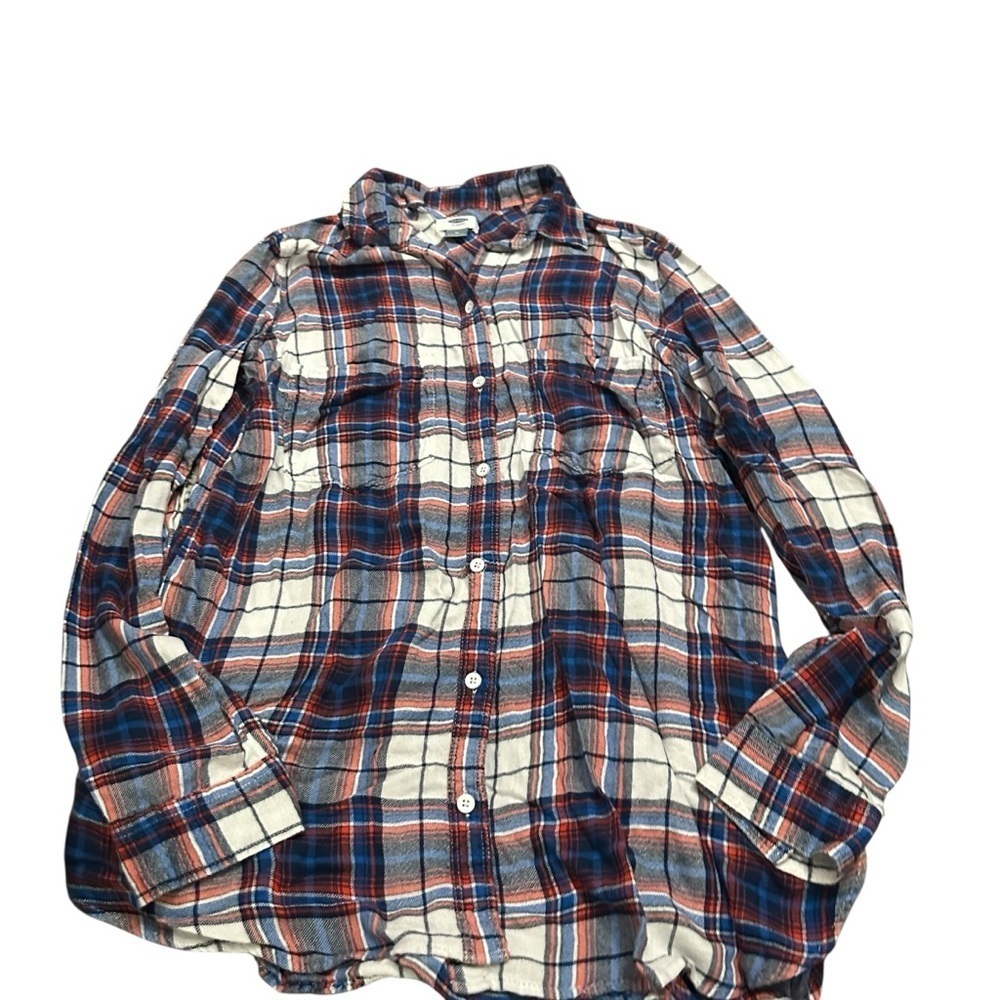 Old Navy Women's Plaid Button-Down Shirt - Blue and Red